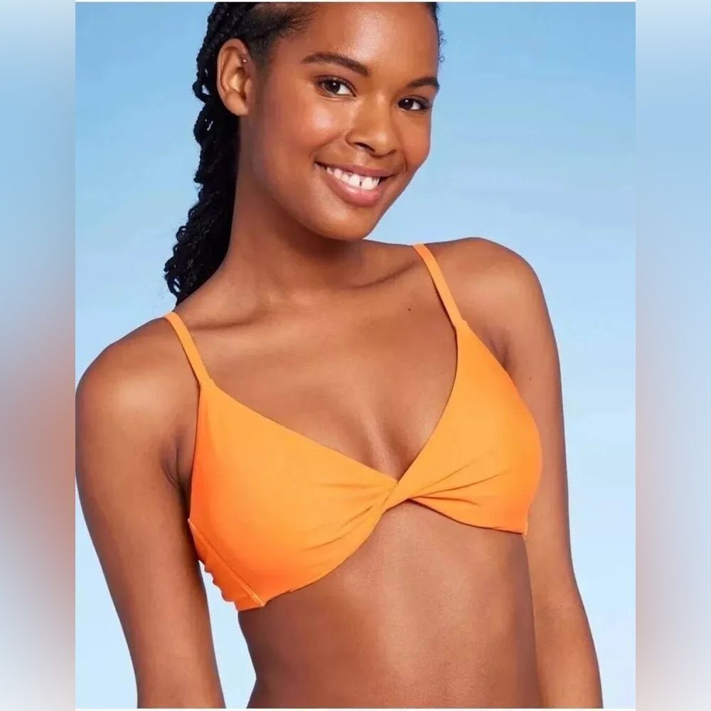NWT Orange Twist Front Bikini Top